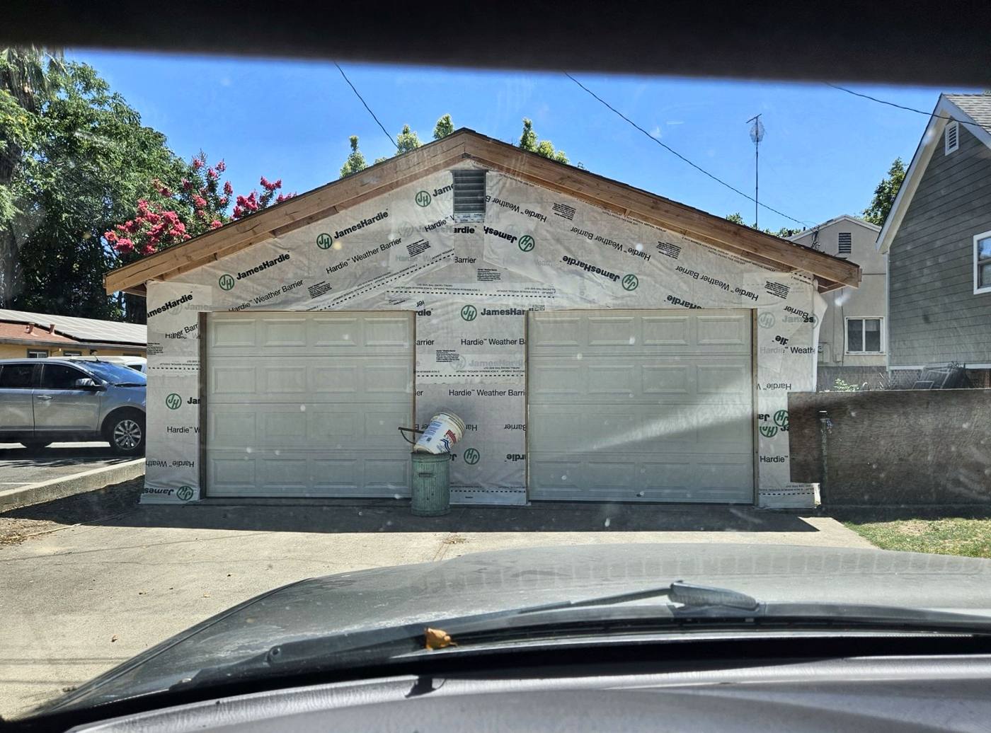 White raised-panel garage door